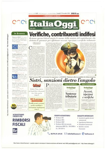 Italia oggi : quotidiano di economia finanza e politica